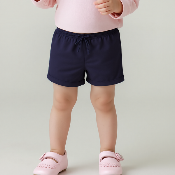 Baby Girl Navy Blue Plain Jersey Shorts