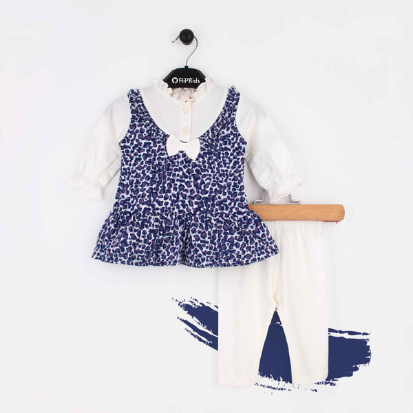Baby Girl 2 Piece Set Fancy Leopard Bow print