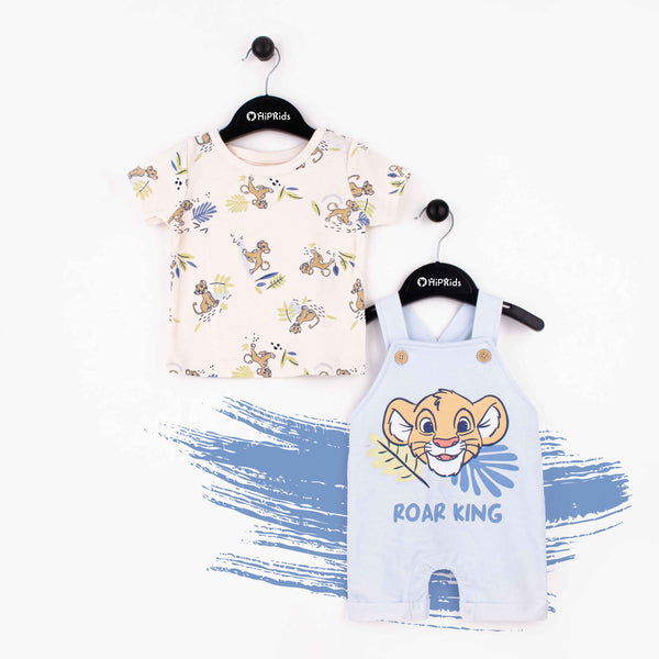 Baby Boy 2 Piece Roar King Dungaree Set