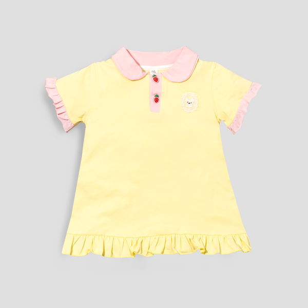 Baby Girl Yellow Bear Face Long Shirt