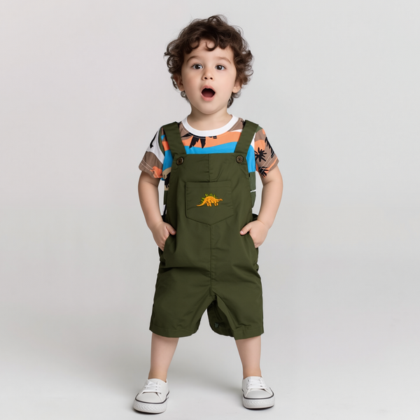 Baby Boy 2 Piece Dungaree Set Dino