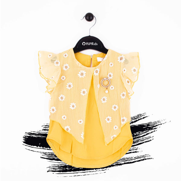 Baby Girl Chiffon Yellow Sun Flower Top