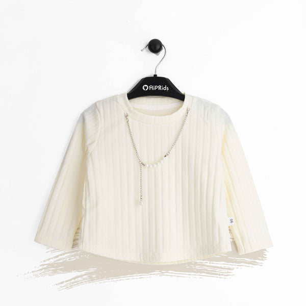 Baby Girl Cream Top With Fancy Chain