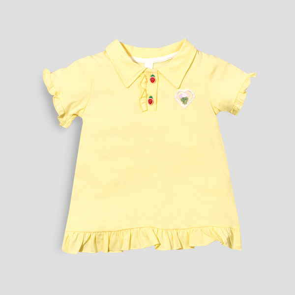 Baby Girl Yellow Flowers Embroidered Long Shirt