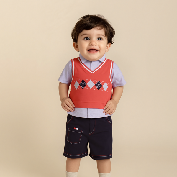 Baby Boy Red / Sky 2 piece Set