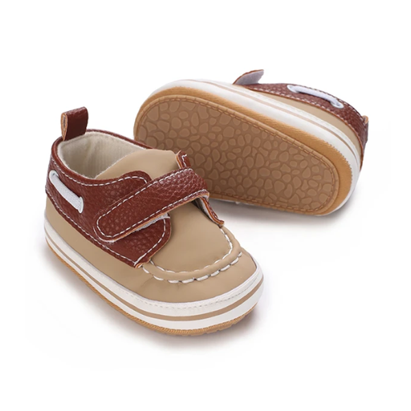 Baby Boy Brown/Skin Stick-On Shoes