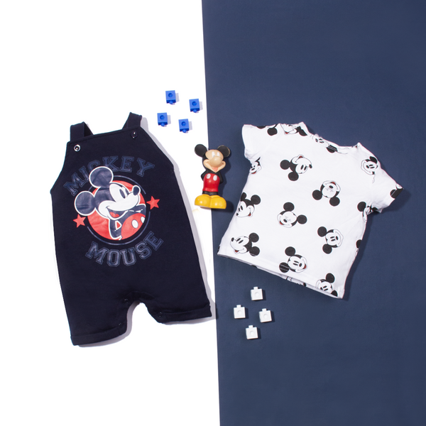 Baby Boy 2 Piece Set Navy Blue Mickey Mouse Print
