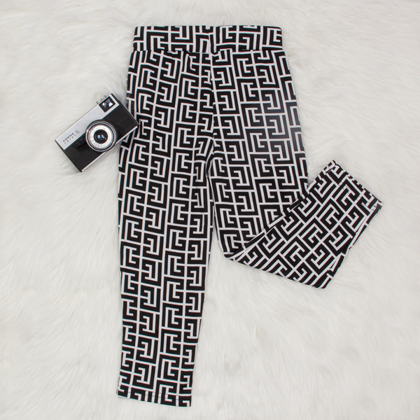 Girl Black/White Printed Trouser