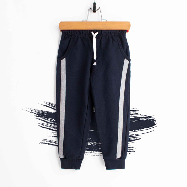 Baby Boy Navy Blue grey Stripes Pocket Trouser