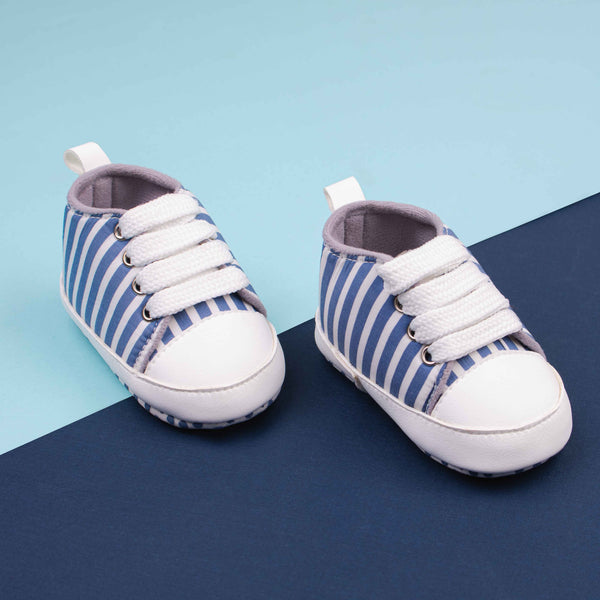 Baby Boy Blue Stripes Print Pre-walker