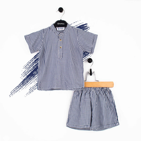 Baby boy 2 Piece Small Checked Print Safari Suit