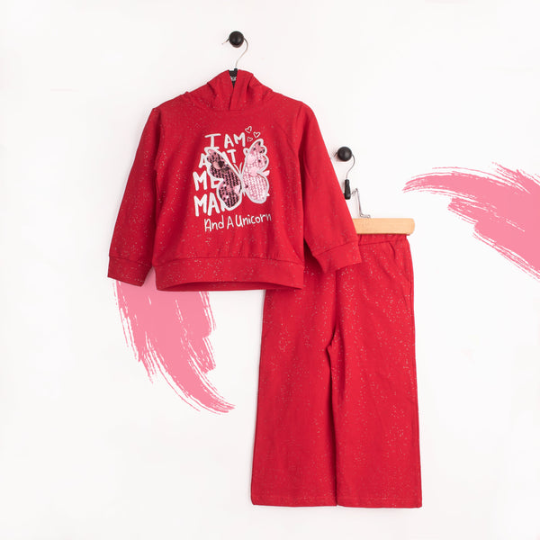 Baby Girl 2 piece Set Red Sequence Butterfly
