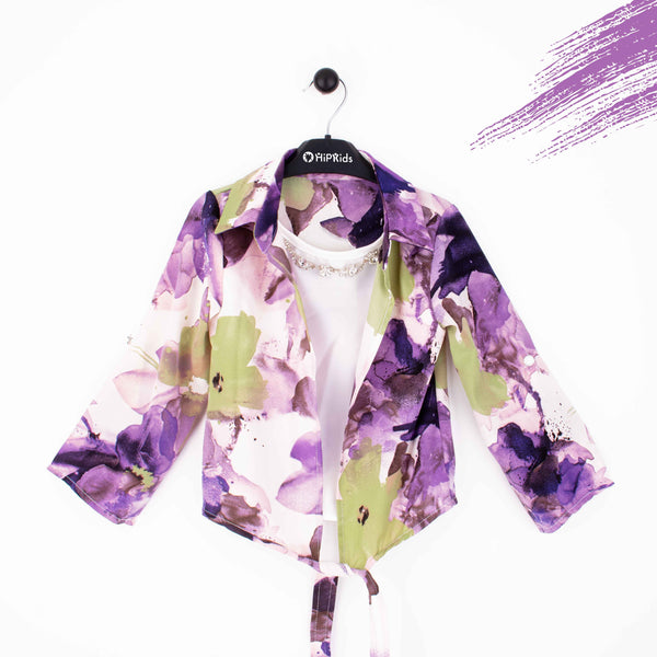 Baby Girl Purple Flower Print Chiffon Top