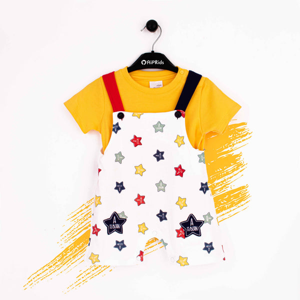 Wonder-Child 2 Piece dungaree set Stars Print