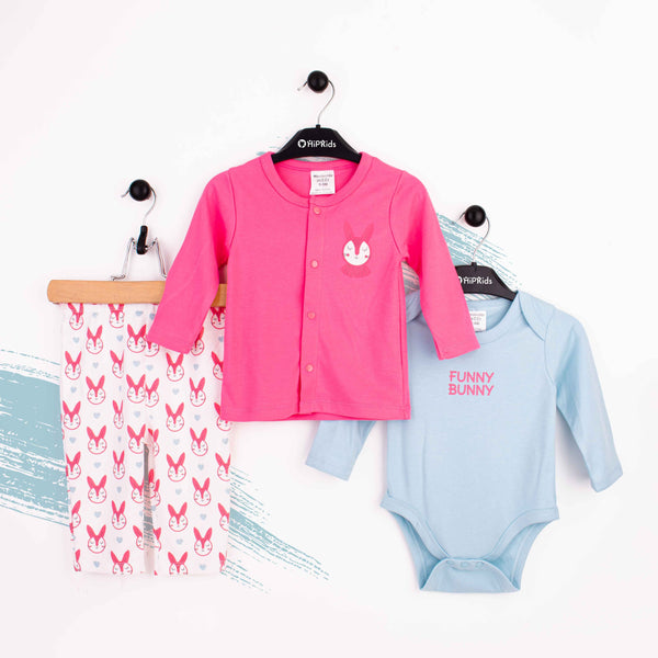 Wonder-Child Baby Girl 3 Piece Set Funny Bunny