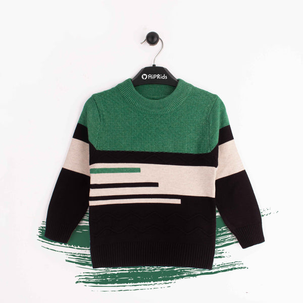Baby Girl Green / Black Stripes Sweater