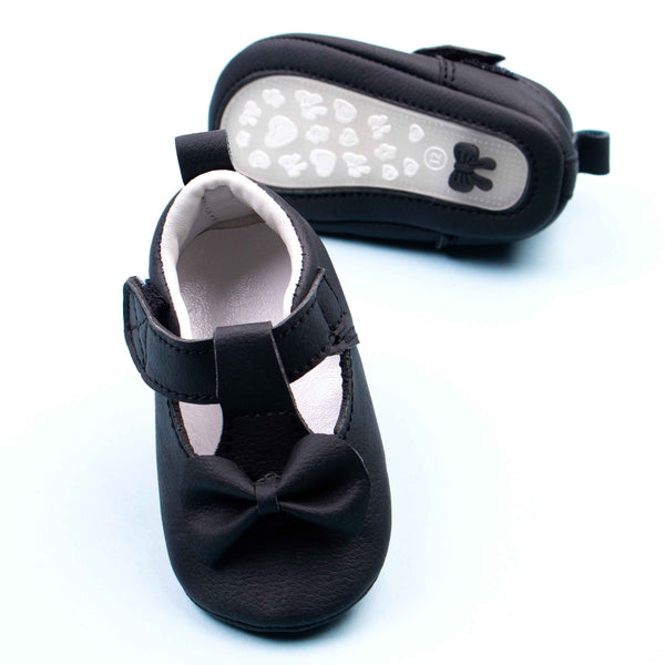 Baby Girl Black Bow Pumps Pre-walker