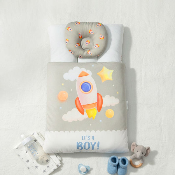 Baby Boy 2 Piece Set Velvet Carrynest Grey It's A Boy