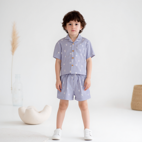Baby boy 2 Piece Grey Stripes Print Safari Suit