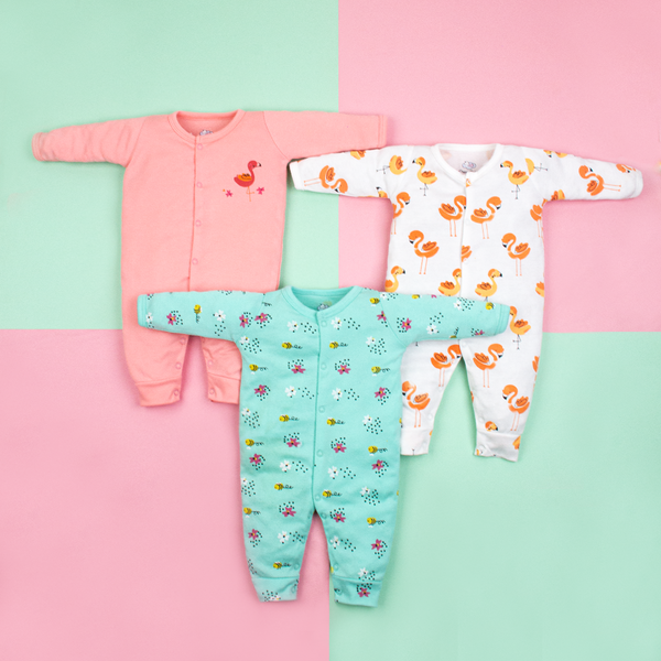 Baby Girl 3Pk Sleepsuits Swan Print