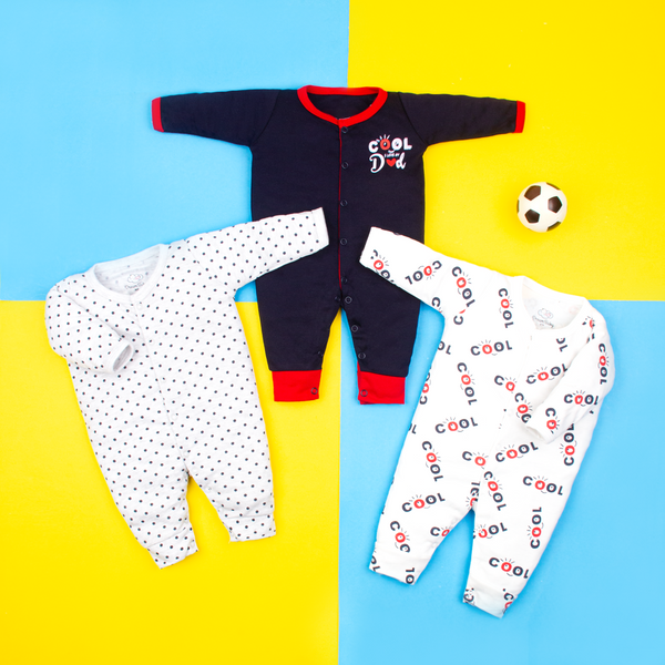 Baby Boy 3Pk Sleepsuits Cool Dad Print