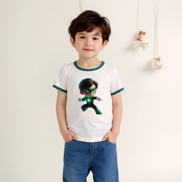 Baby Boy T-Shirt Green / White Baby Superhero