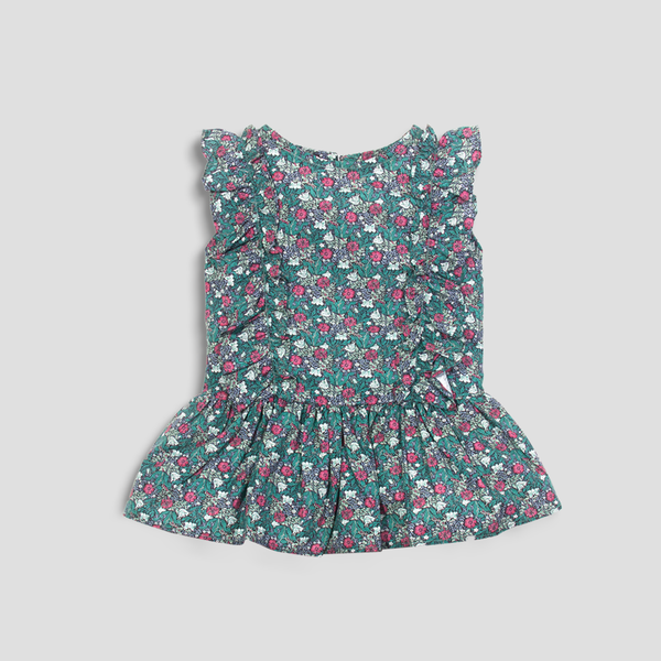 Baby Girl Green Multi Flower Top