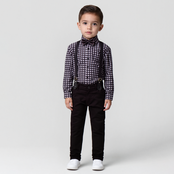 Baby Boy 4 Piece Black Small box Print Formal Set