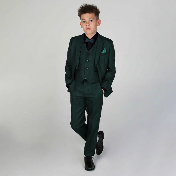 Baby Boy 4 Piece Set Dark Green / Black Formal Suit Set