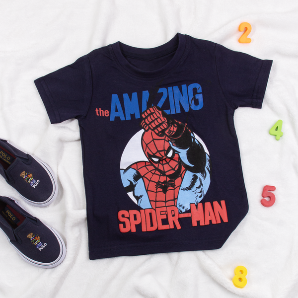 Boy Navy Blue The Amazing Spider Man Print T-Shirt