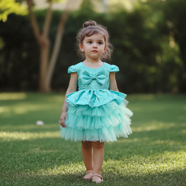 Baby Girl Princess Dress Sea Green Bow Fancy Frock