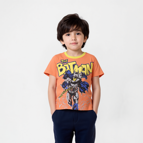 Boy Orange The Batman Print T-Shirt