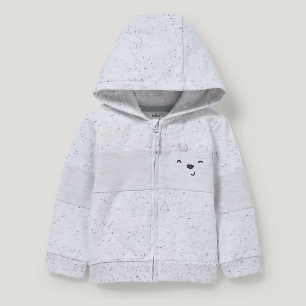 C-A Baby Boy Grey Bear Zipper Hoodie