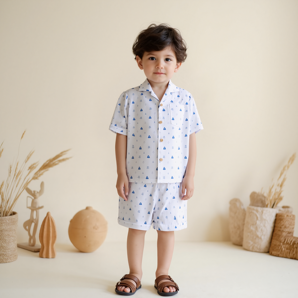 Baby boy 2 Piece Boat Print Safari suit
