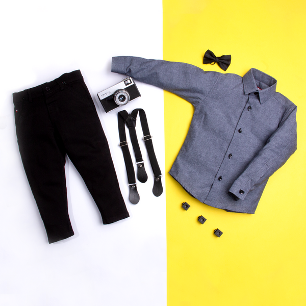 Baby Boy 4 Piece Formal Set Black/Grey