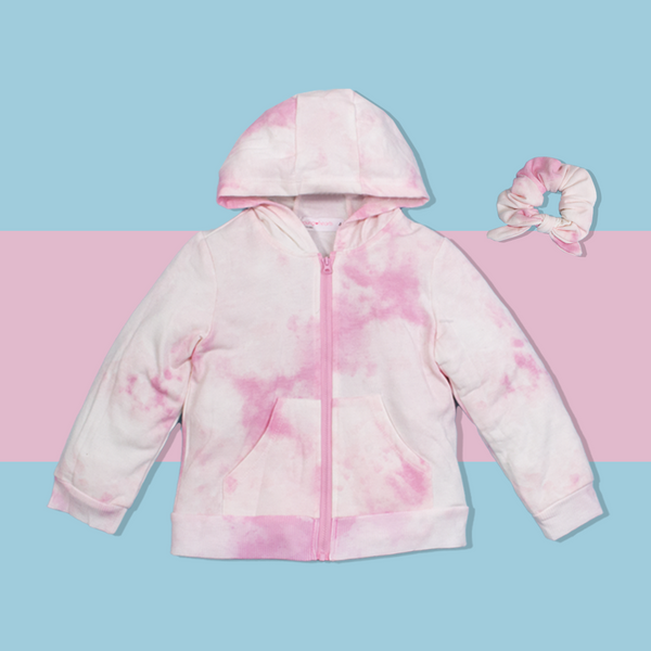 Young Hearts 2 Piece Pink Tie & Dye Hoodie