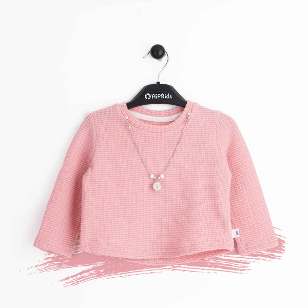 Baby Girl Pink Top Popcorn With Fancy Chain