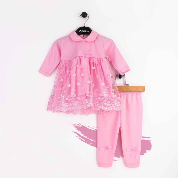 Baby Girl 2 Piece Set Fancy Pink Bow