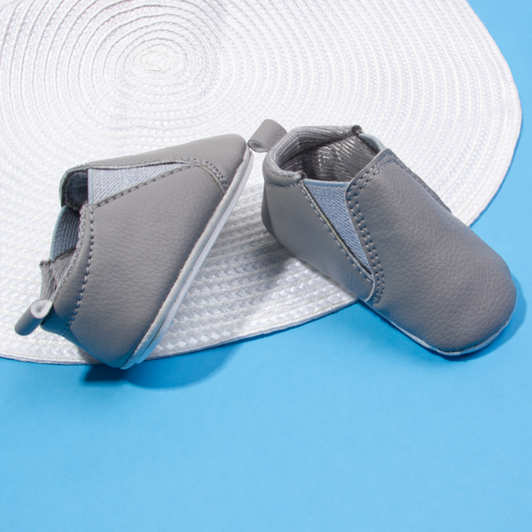 Baby Boy Grey Slip-On Shoes Walking Sole