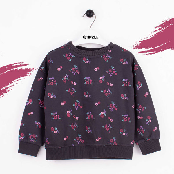 Girl Multi Flowers Print Sweatshirt