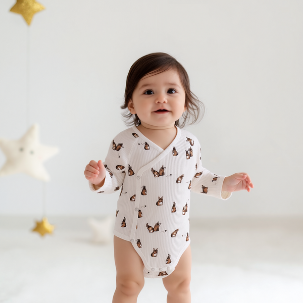 Baby Girl Bodysuits Off white Rabbit Print
