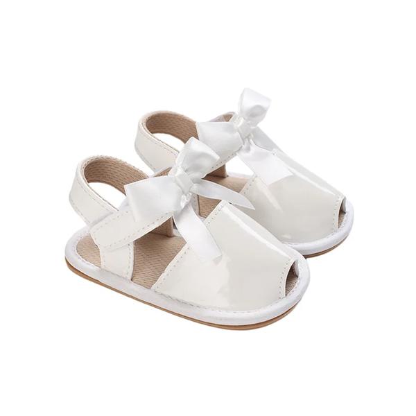 Baby Girl White Bow Sandal Walking Sole