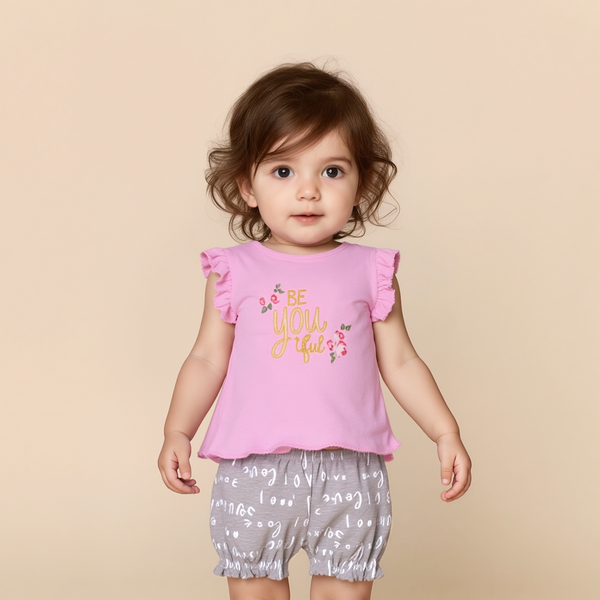 Baby Girl 2 Piece Set Pink Beautiful Print