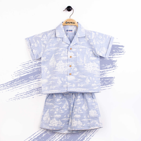 Baby Boy 2 Piece Safari White Boat Print