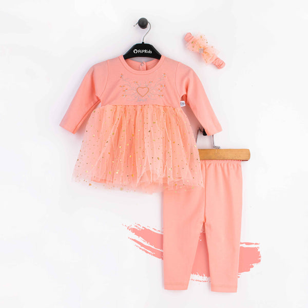Baby Girl 3 Piece Set Fancy Peach Love