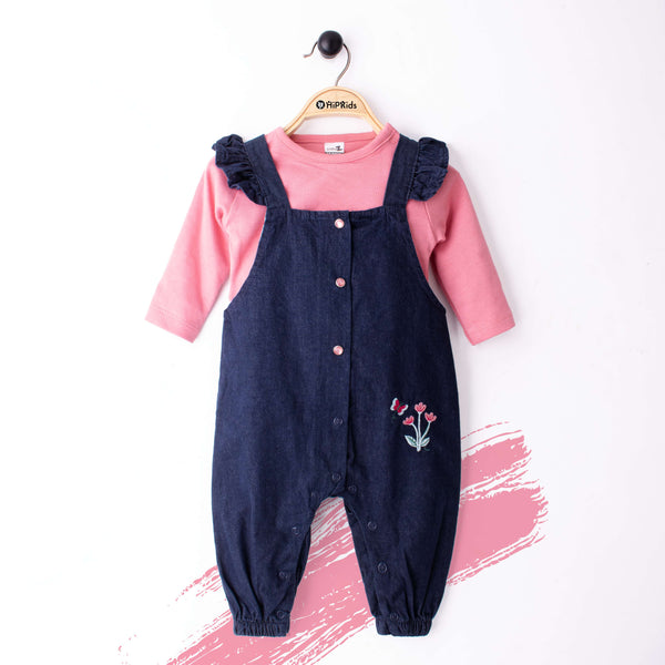 Baby Z Baby girl 2 Piece Set Pink Embroidery Flower