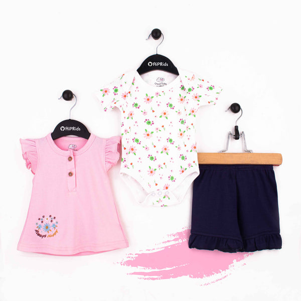 Baby Girl 3 Piece Set Pink Always Happy