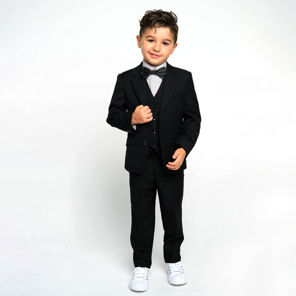 Baby Boy 4 Piece Set Black / White Formal Suit Set