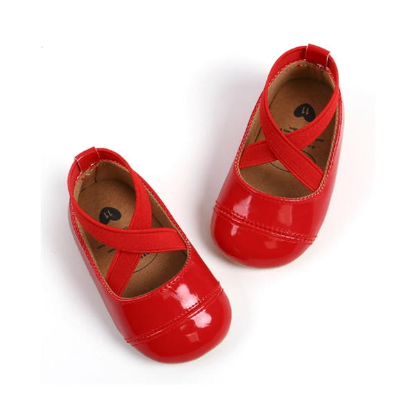 Baby Girl Red Fancy Pumps Walking-Sole