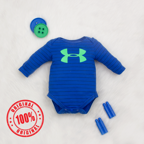 U-Armour Baby Boy Full Sleeves Bodysuit Blue/Black Stripes